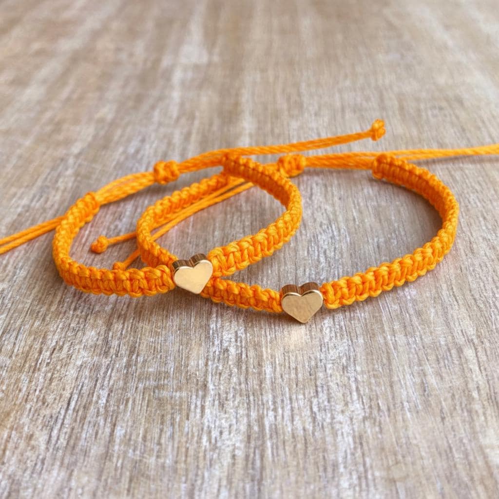 Mommy and me bracelets, Orange, Mom and Daughter bracelets, Heart bracelets, Waterproof Matching Bracelets