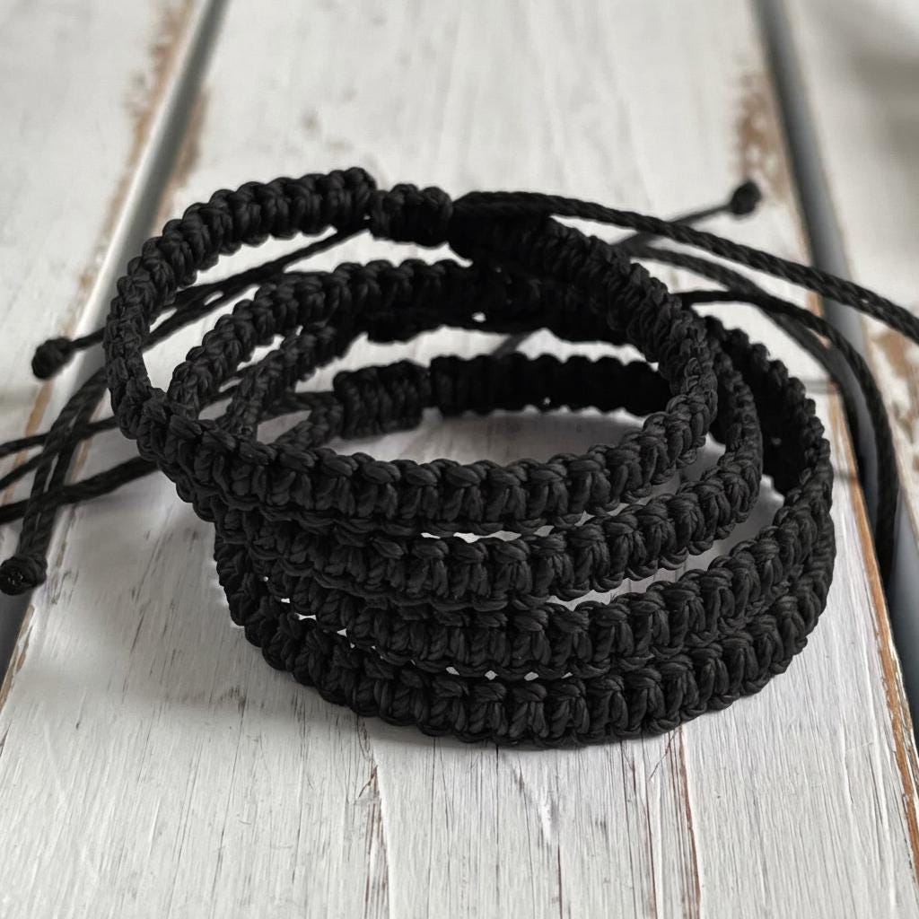 Black Macrame Family Bracelets Matching Bracelets