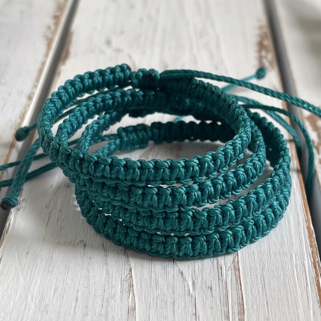 Teal Macrame Family Bracelets Matching Bracelets