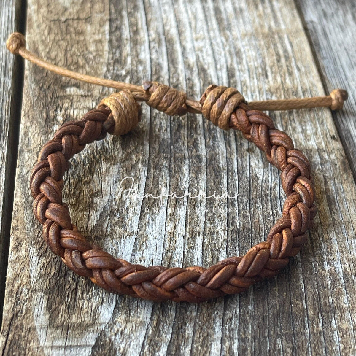Key West II Leather Bracelet Light Brown Braided Unisex