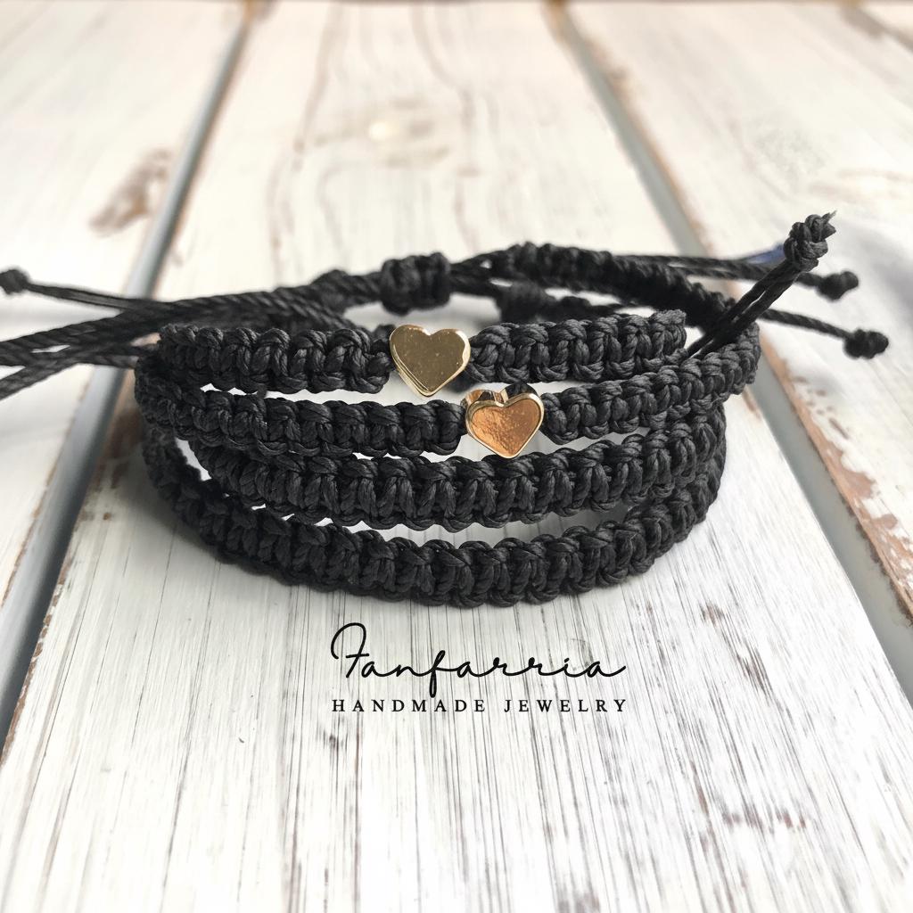 Heart Family Bracelets Black Matching Bracelets