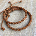 Key West, Light Brown Braided Bolo Leather Unisex Bracelet