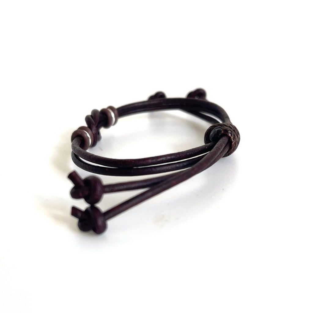 Celtic Knot Leather Bracelet, Dark Brown, Adjustable, Sanibel Style
