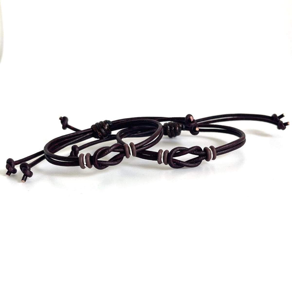 Celtic Knot Leather Bracelet, Dark Brown, Adjustable, Sanibel Style
