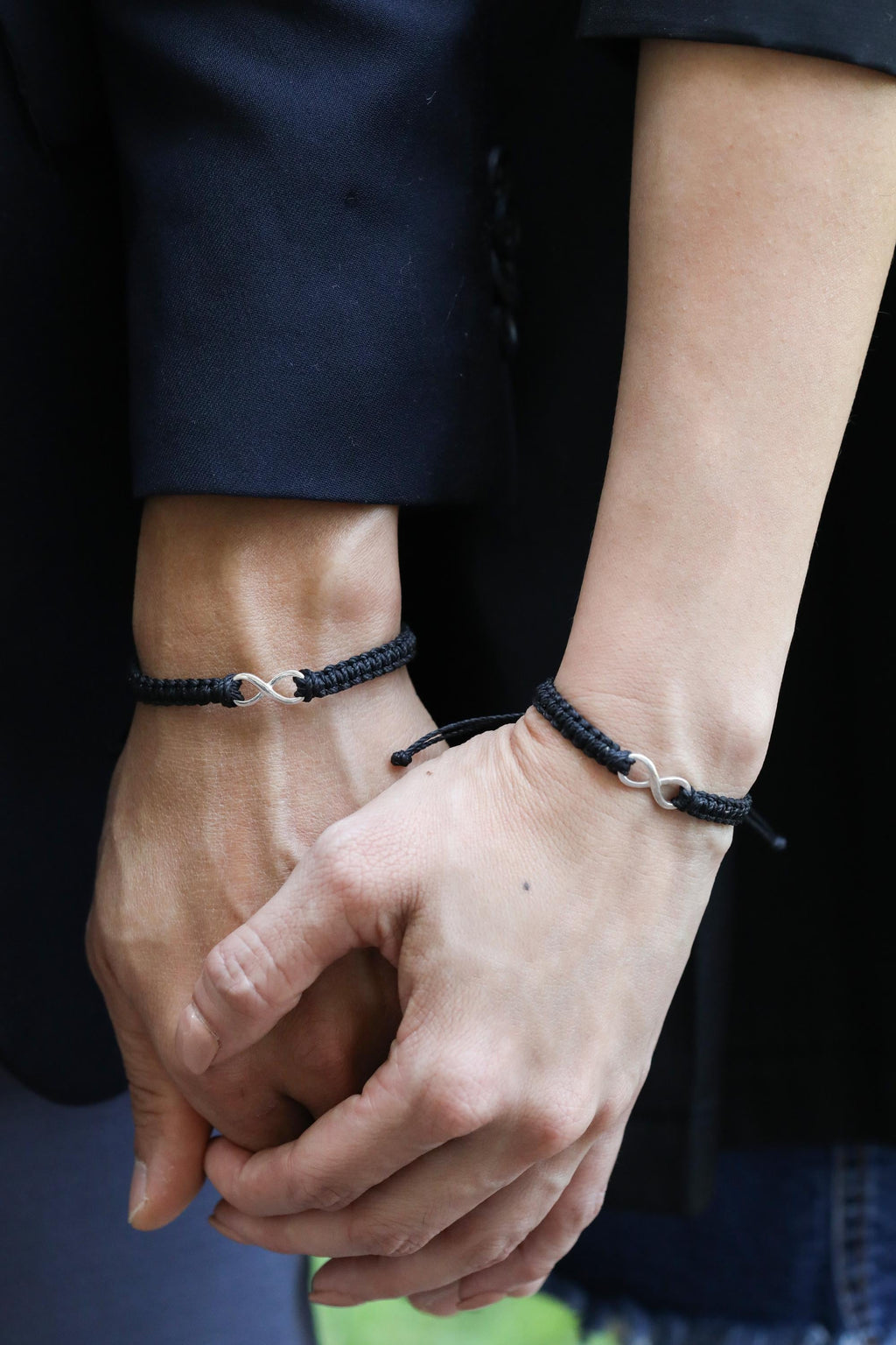 Infinity Couples Bracelets Black 925 Sterling Silver Eternity Infinite