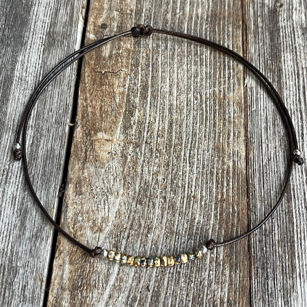 Picasso Beads Brown Earth Tones Choker Necklace Unisex