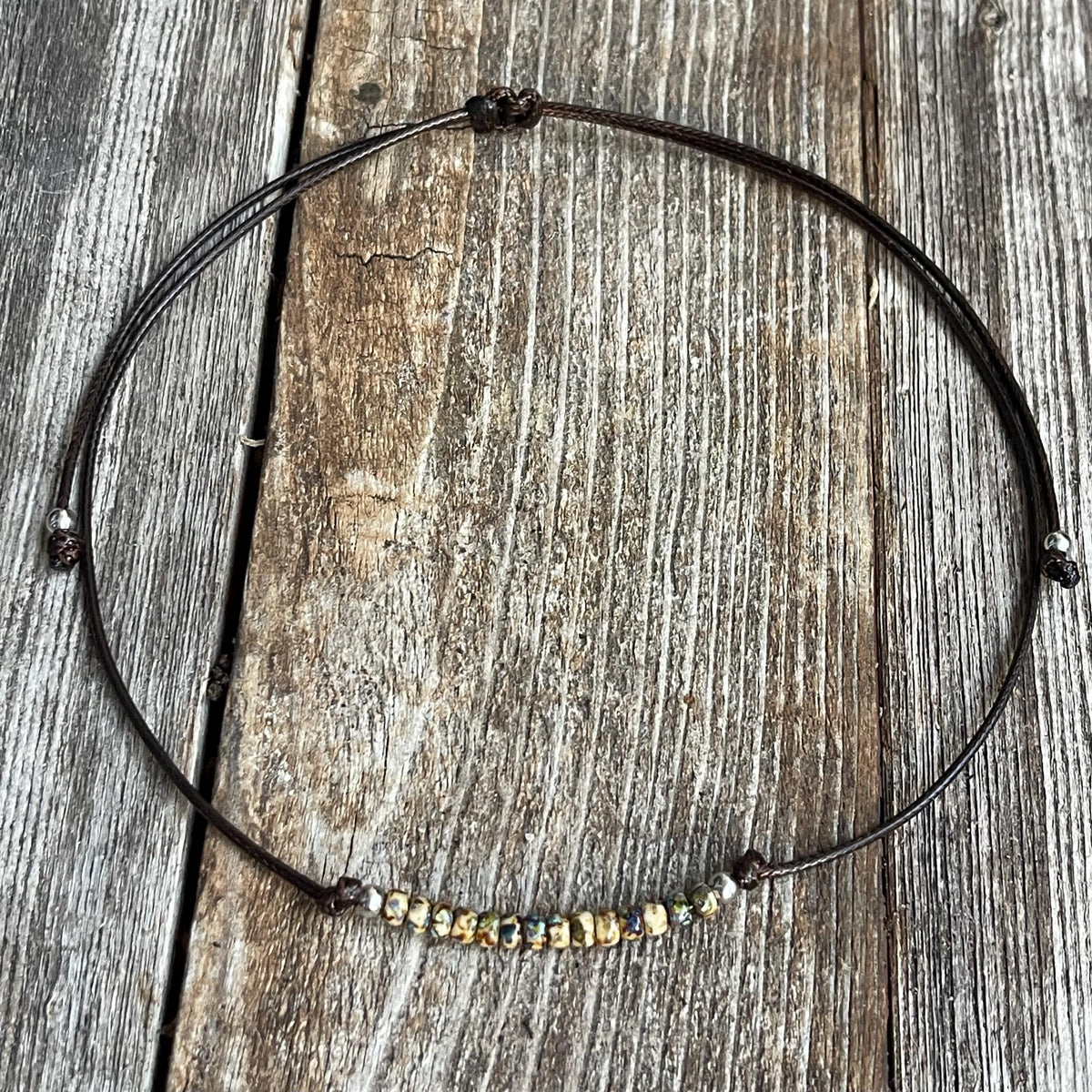 Picasso Beads Brown Earth Tones Choker Necklace Unisex