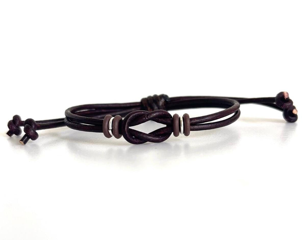 Celtic Knot Leather Bracelet, Dark Brown, Adjustable, Sanibel Style