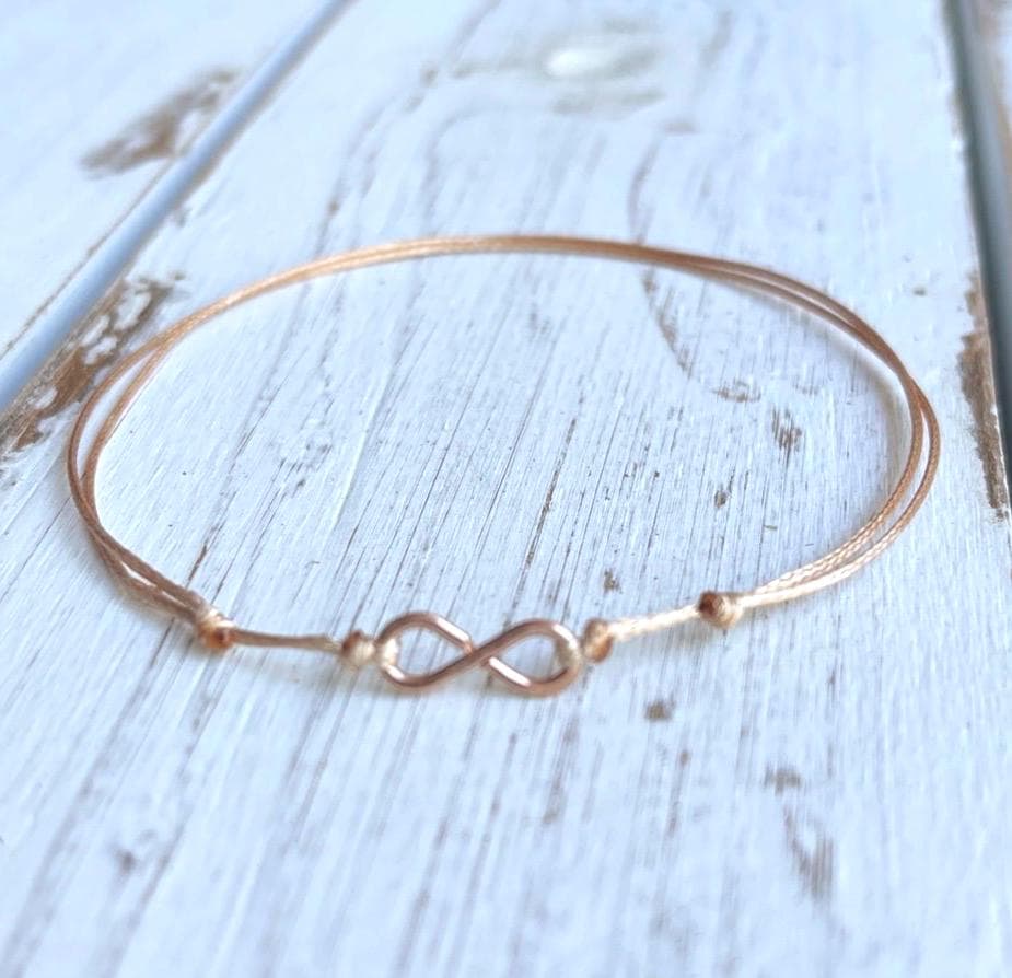Infinity Gold Sterling Silver Beach Anklet, Waterproof Adjustable