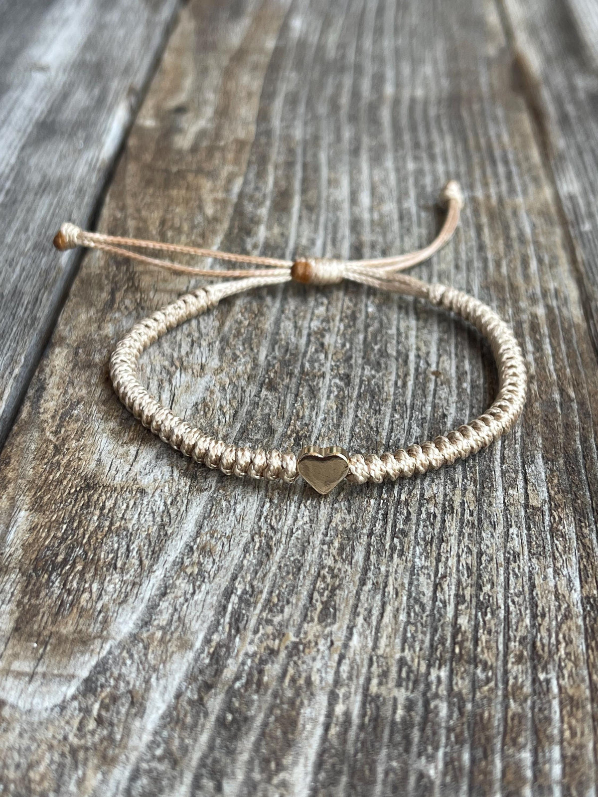 Gold Heart Teal Braided Bracelet Anklet Adjustable
