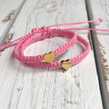 Mommy and Me Pink Matching Bracelets Gold Heart Charm by Fanfarria