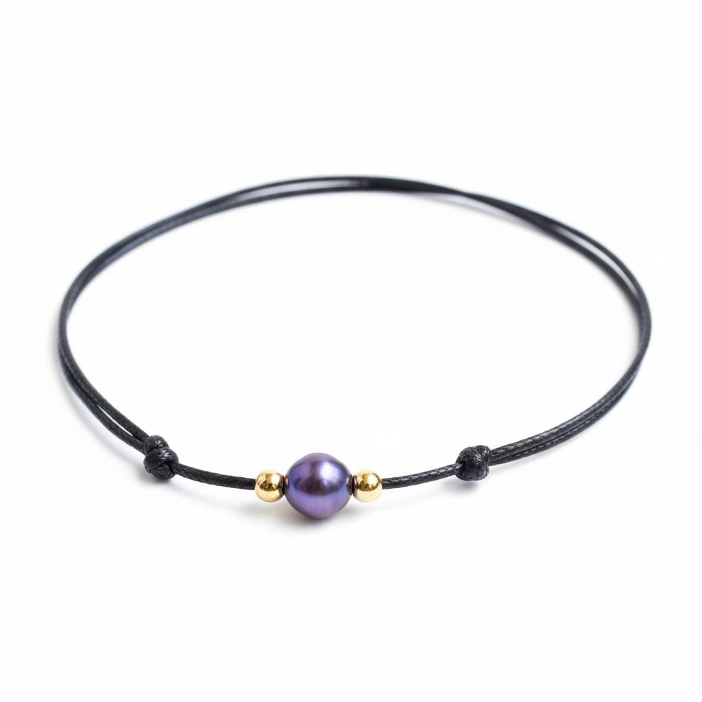Purple Pearl Gold Beads Choker