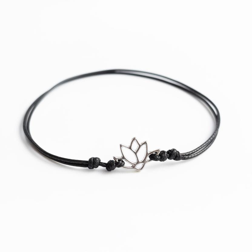 Lotus Flower Black Anklet