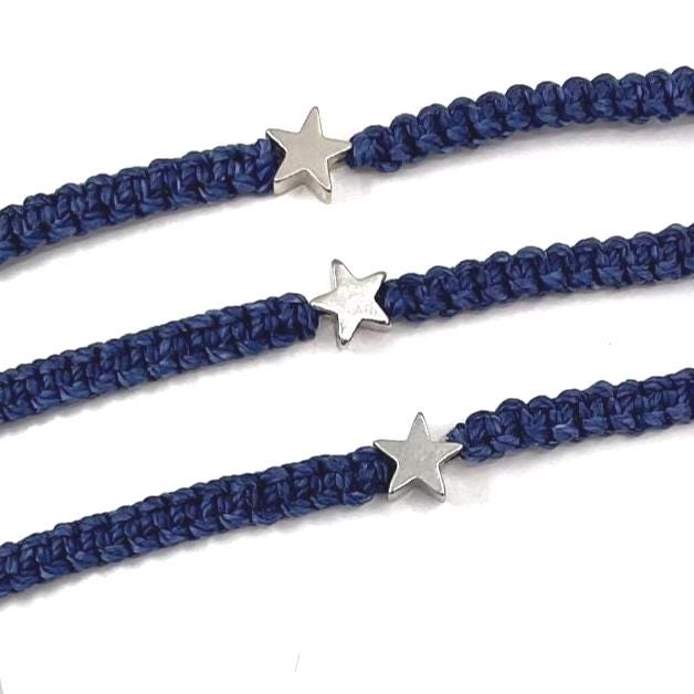 Silver Star Black Bracelet Macrame