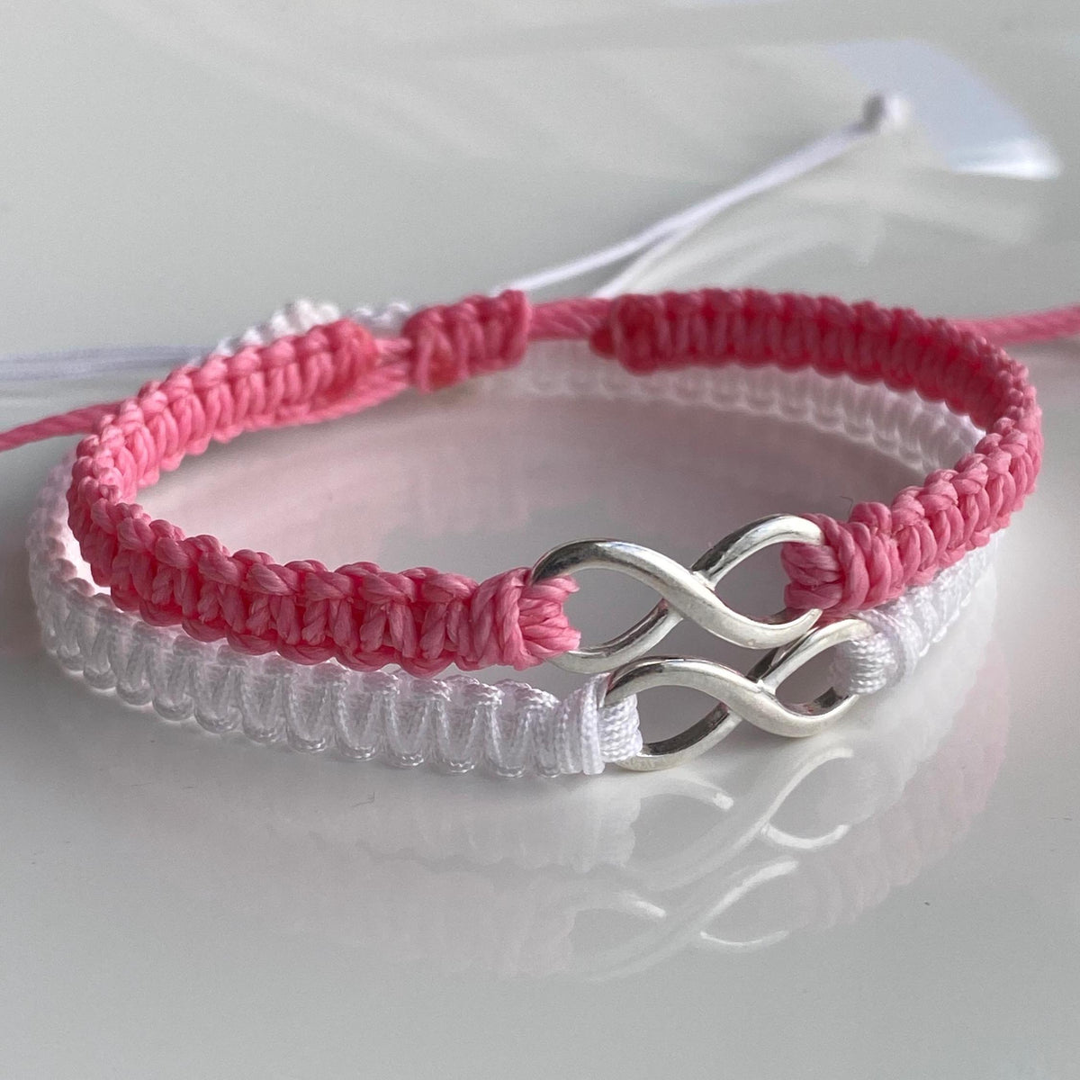 Infinity Couples Bracelets, Pink and White