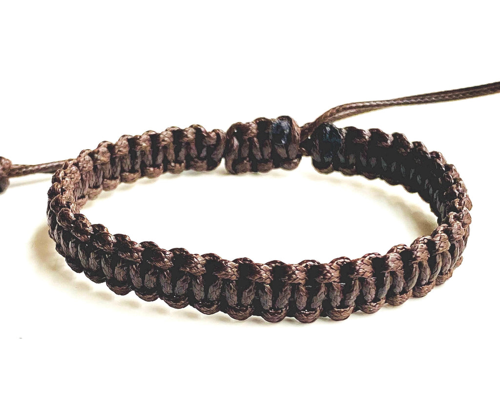 Macrame Dark Brown Men Bracelet, Thick 10mm, Waterproof, Adjustable