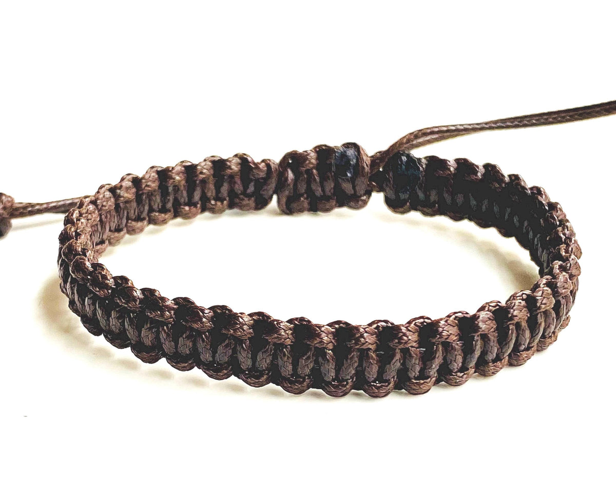 Macrame Dark Brown Men Bracelet, Thick 10mm, Waterproof, Adjustable