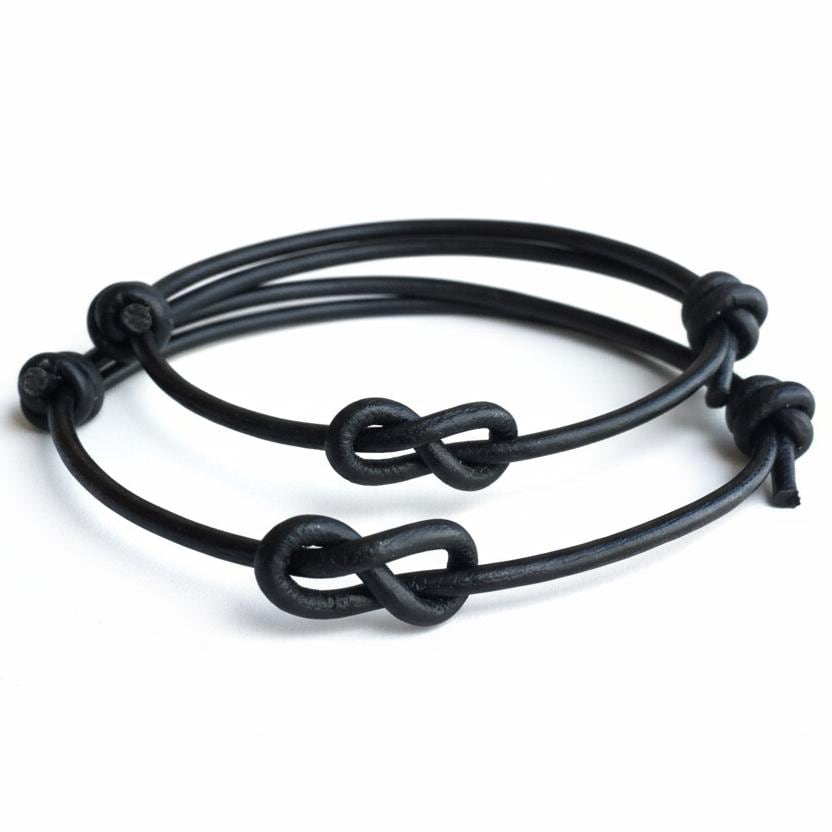 Lovers Key, Black Leather Bracelets, Simple Bracelets, His and Hers, Infinity Couple Bracelet, Minimalist, LC001149