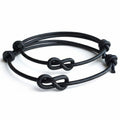 Lovers Key, Black Leather Bracelets, Simple Bracelets, His and Hers, Infinity Couple Bracelet, Minimalist, LC001149