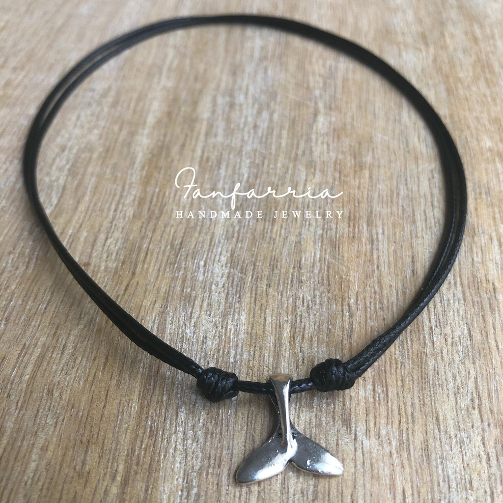 Whale Tail Choker, Black Necklace