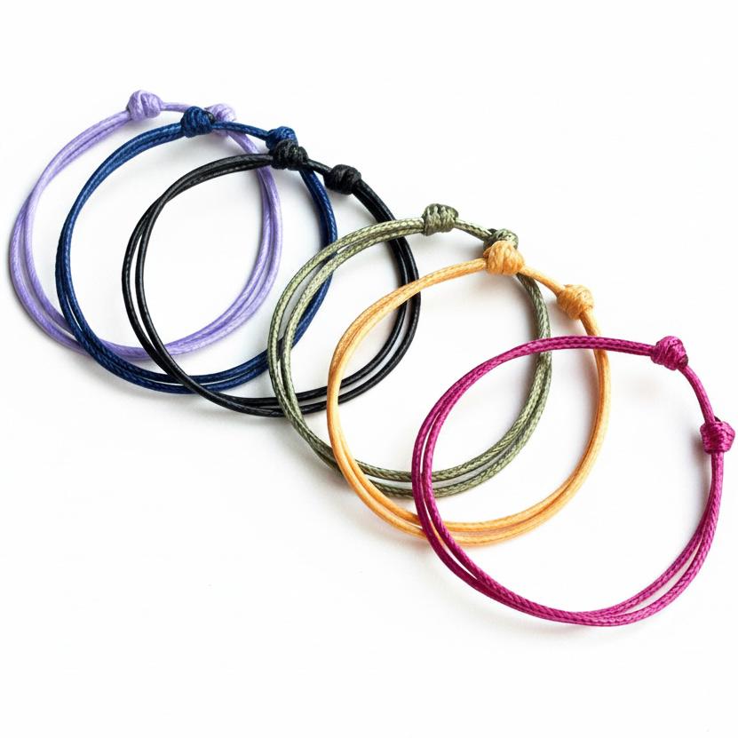 Lavender, Blue, Black, Olive, Orange, Dark Pink, Collins Minimalist Bracelets 2mm.