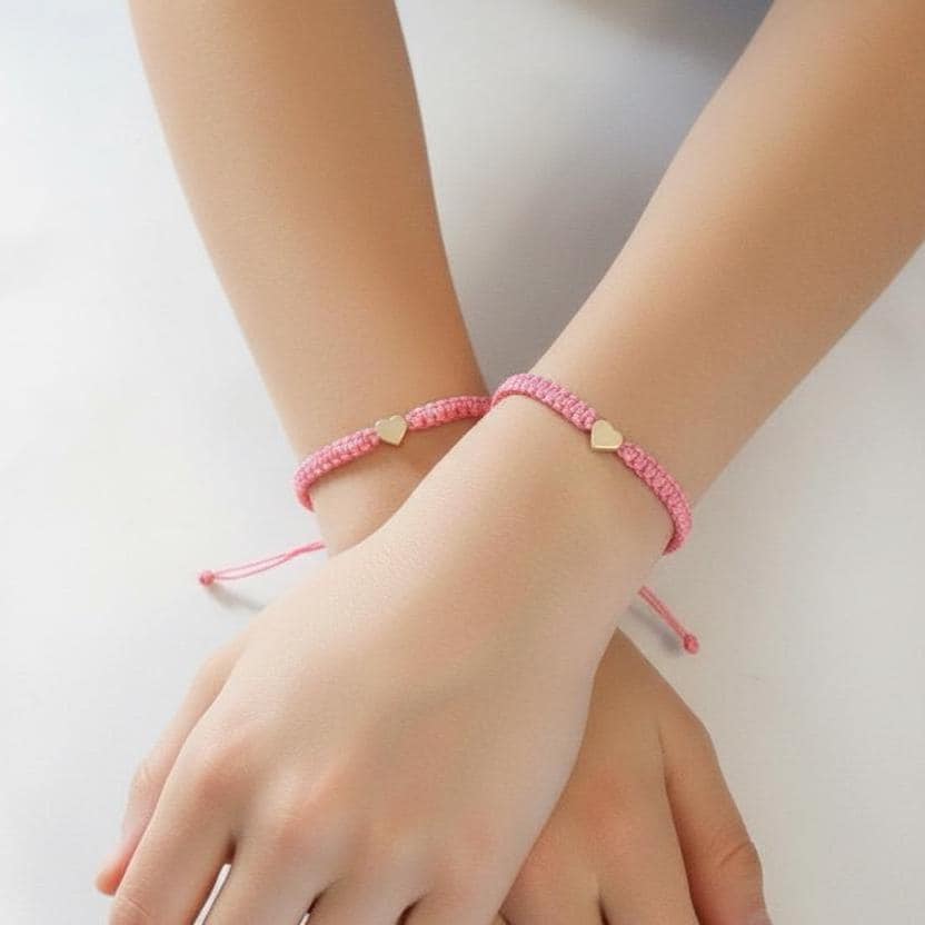 Pink Heart Mommy and Me Bracelets ‚Äì Waterproof Matching Set, Mother Daughter Gift