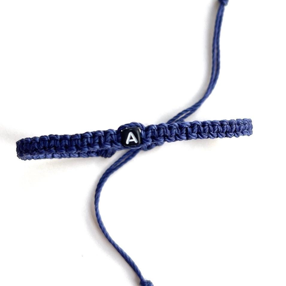 Navy Blue Initial Letter Bracelet