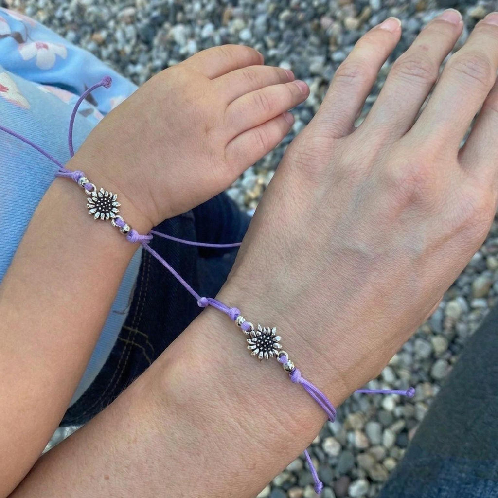 Mommy and Me Sunflower Purple Bracelets
