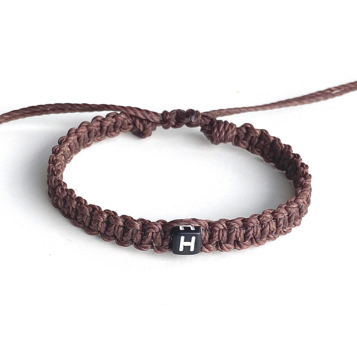 Chocolate Brown Initial Letter Bracelet