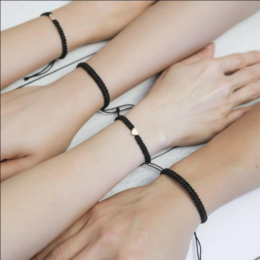 Heart Family Bracelets Black Matching Bracelets
