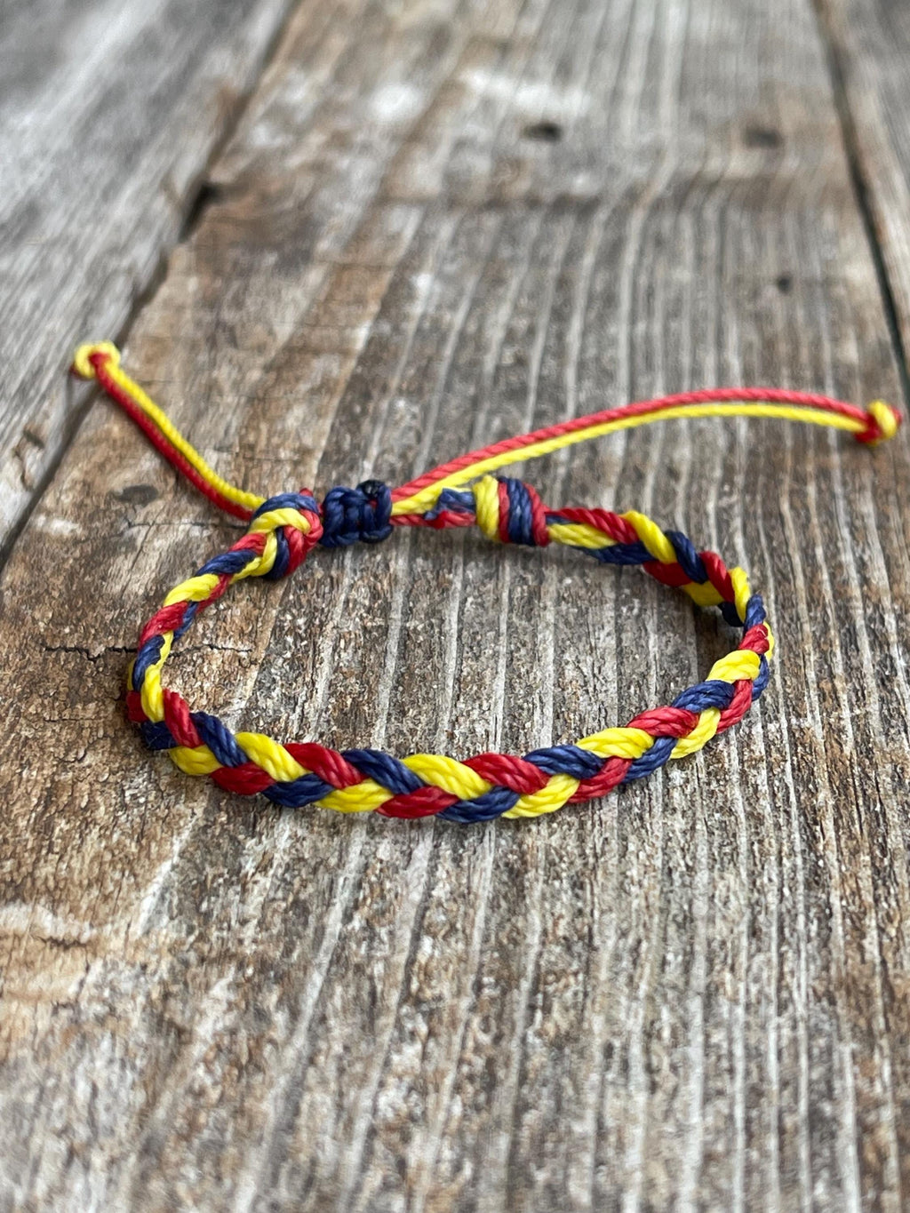 Red Yellow and Blue Braided Anklet Bracelet Waterproof Team Spirit