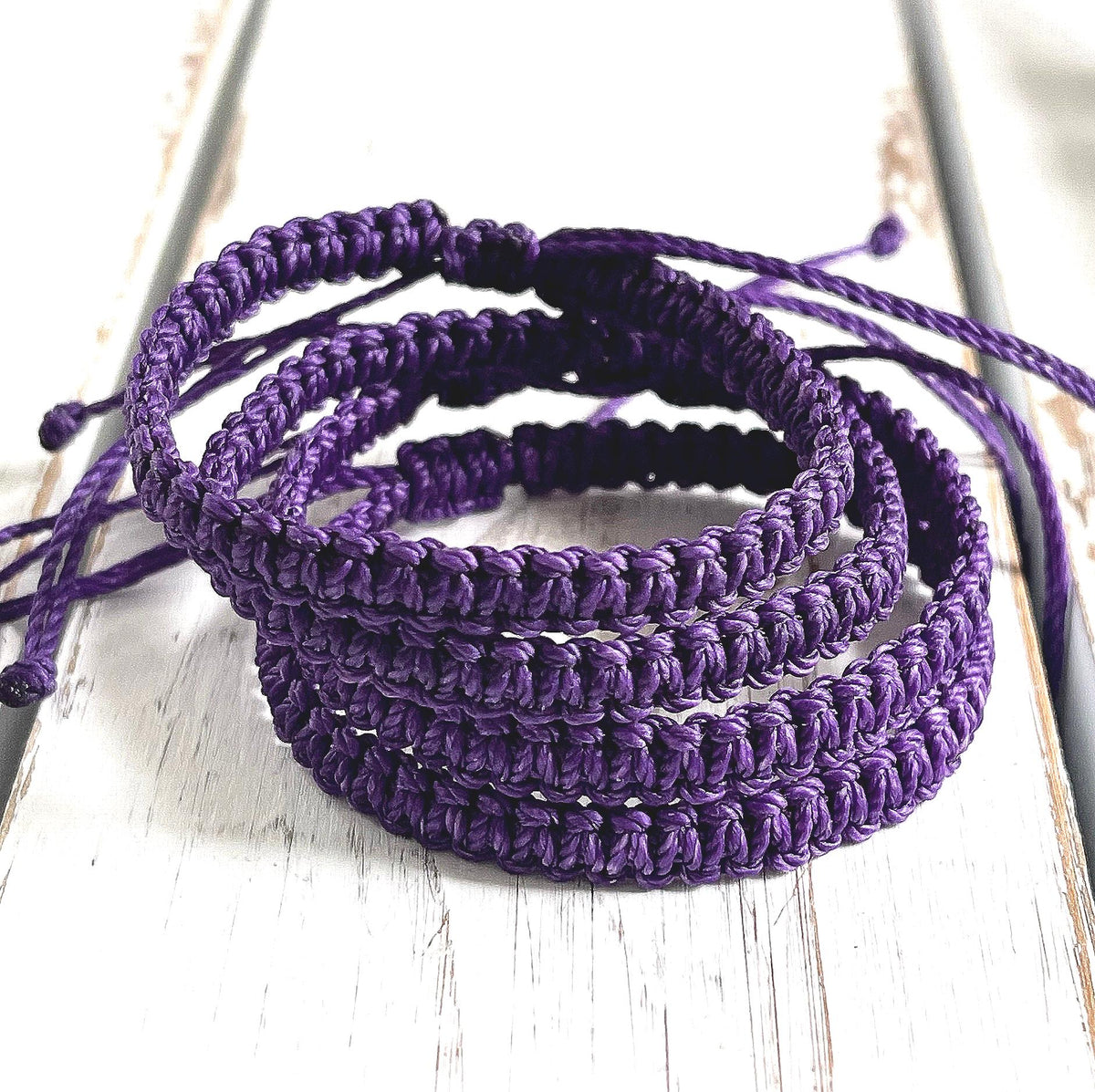 Dark Purple Macrame Family Matching Bracelets Waterproof Adjustable