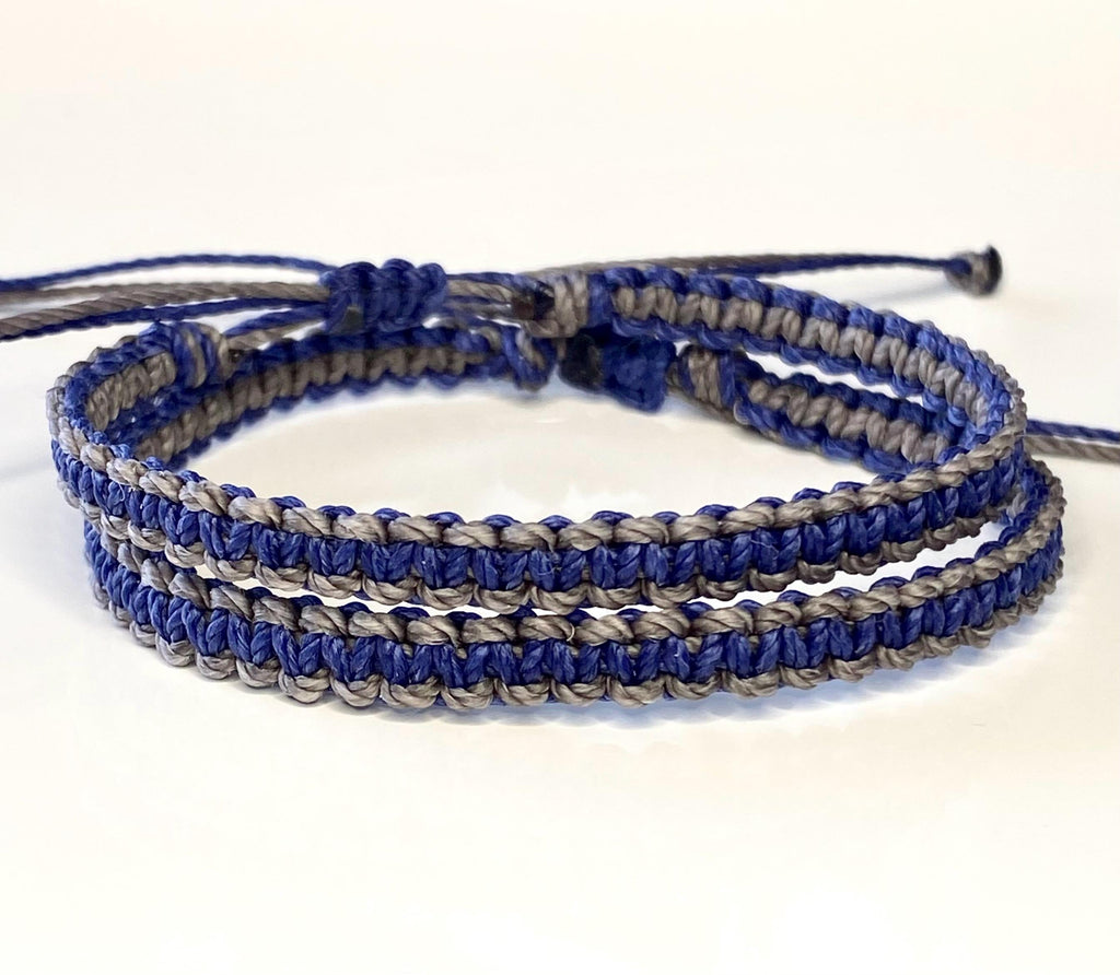Navy Blue and Gray Bracelets 2 Color Mix