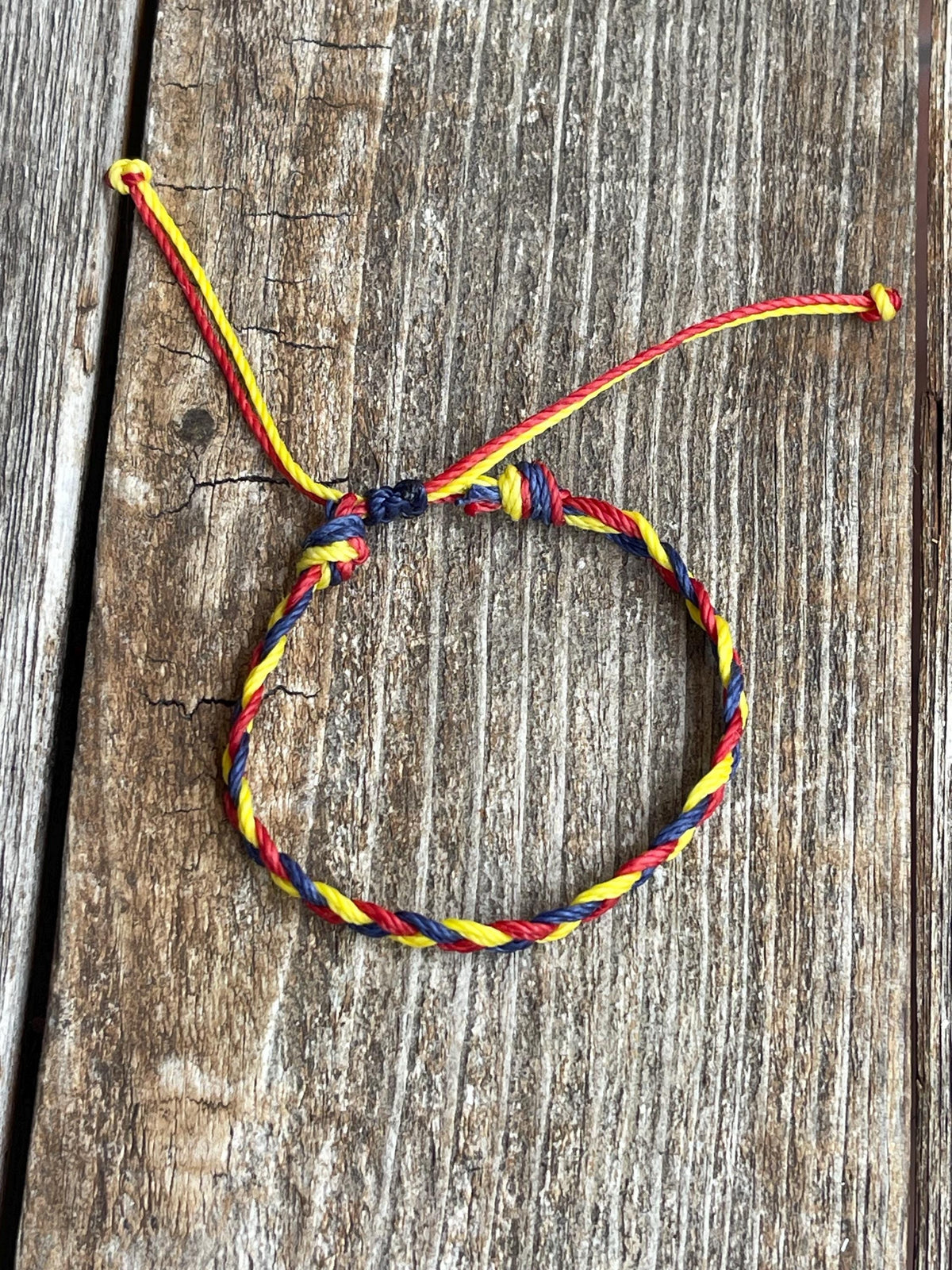 Red Yellow and Blue Braided Anklet Bracelet Waterproof Team Spirit