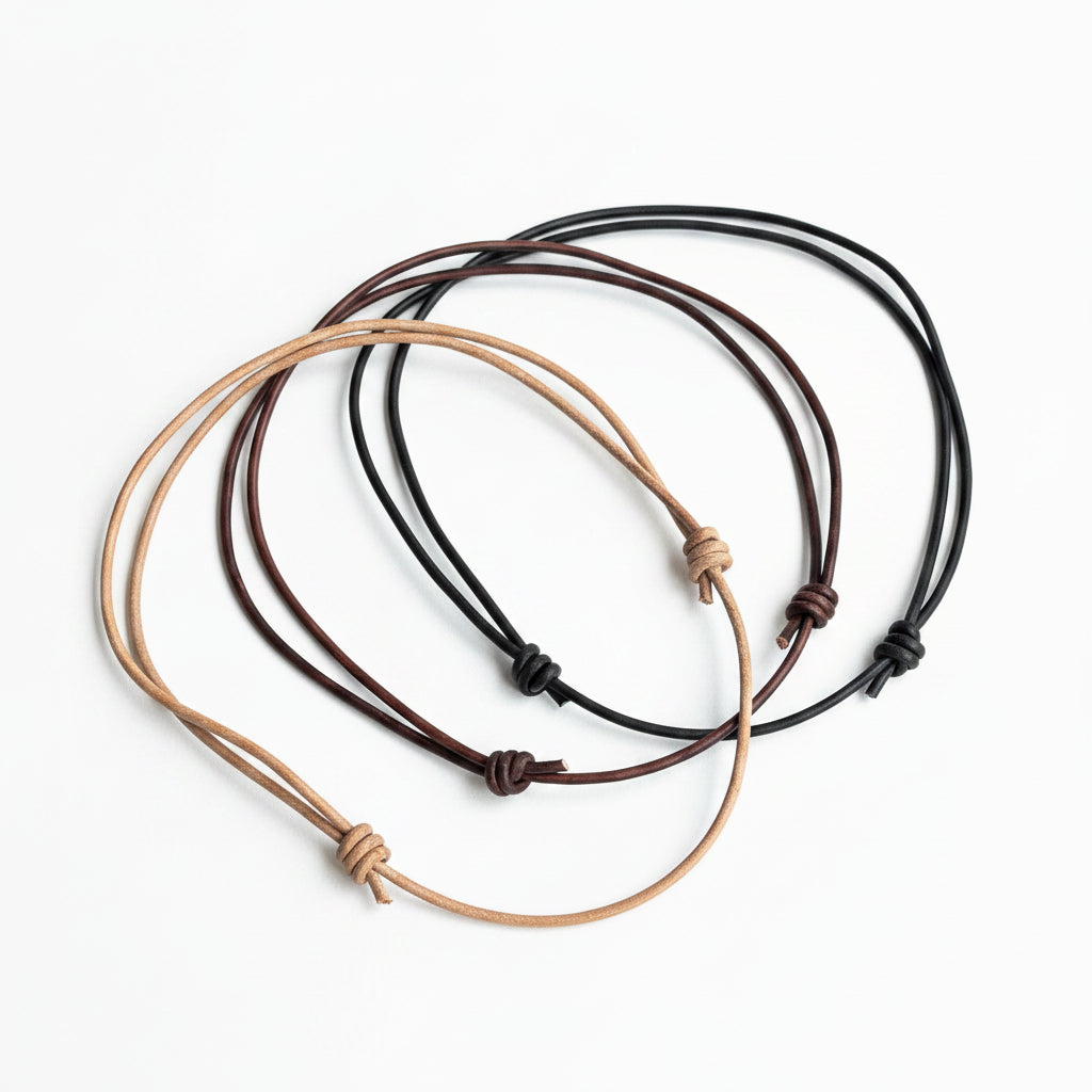 Leather Cord Necklace Minimalist Choker, 2mm