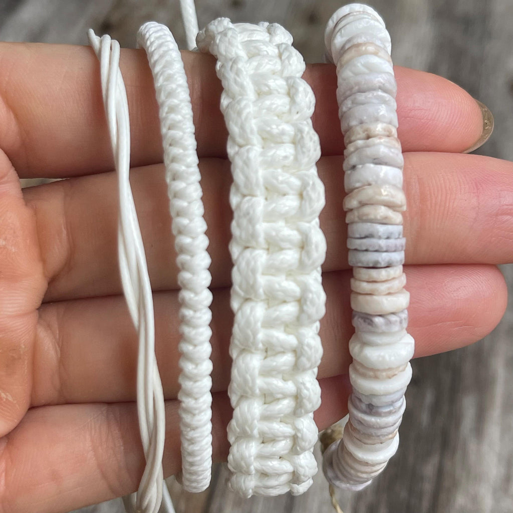 Macrame Bracelet White, Adjustable Cord Bracelet, Waterproof Surfer Bracelet Men Women, Minimalist Braided Rope Bracelet, Boho Gift