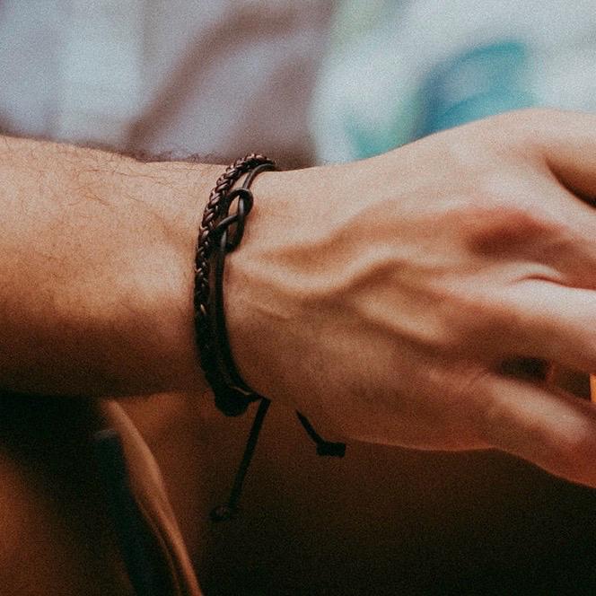Infinity Leather Bracelet Unisex Adjustable