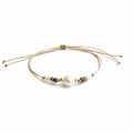Freshwater Pearl Bracelet or Anklet, Boho Beaded Cord Jewelry, Gold Filled Accent Beads, Adjustable Waxed Cord, Minimalist Pearl Jewelry