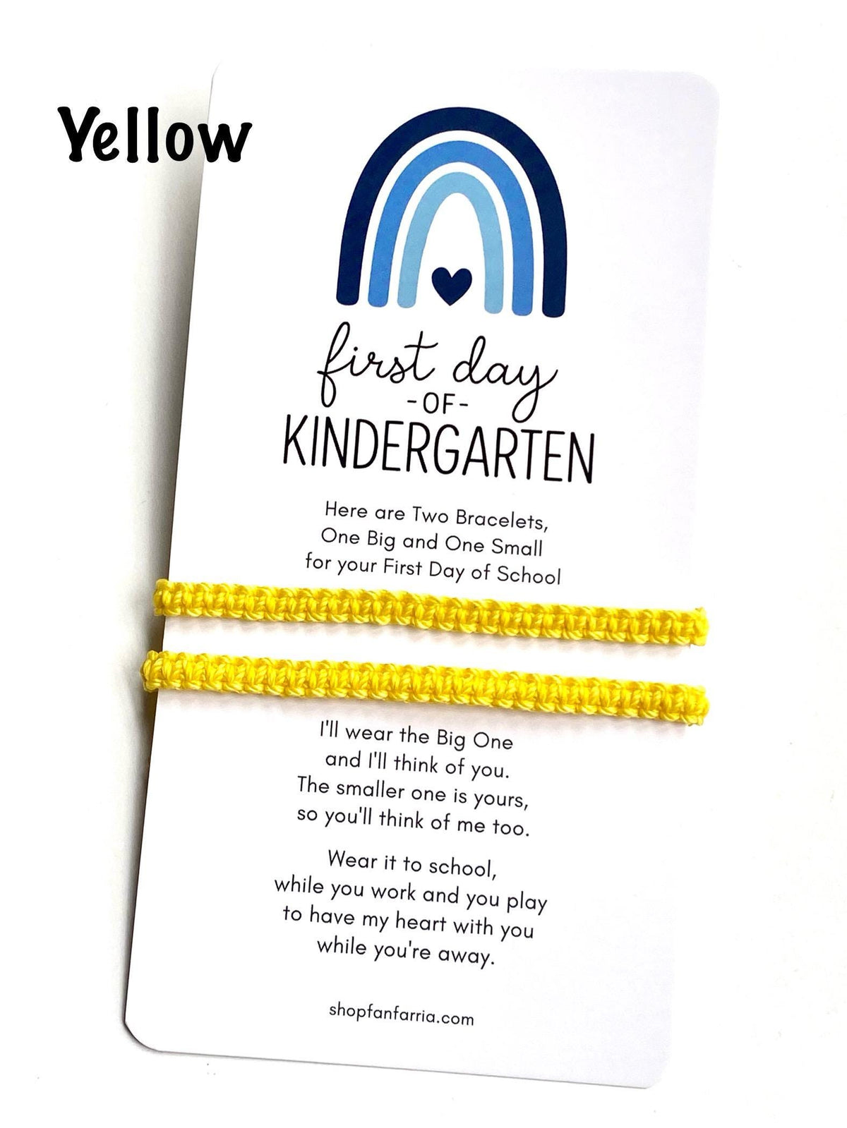 Yellow Matching Bracelets, First Day of Kindergarten Blue Rainbow Card, Father and Son, Mommy and Me, Macrame Bracelet, Adjustable, Waterproof