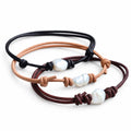 Pearl Leather Anklet Bracelet. Adjustable Freshwater Nugget Pearl Jewelry for Her