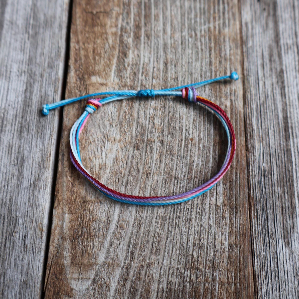 Colorful Cord Bracelet, Rainbow Waxed Thread Bracelet, Boho Summer Bracelet, Adjustable Beach Bracelet, Multi Strand Friendship Bracelet