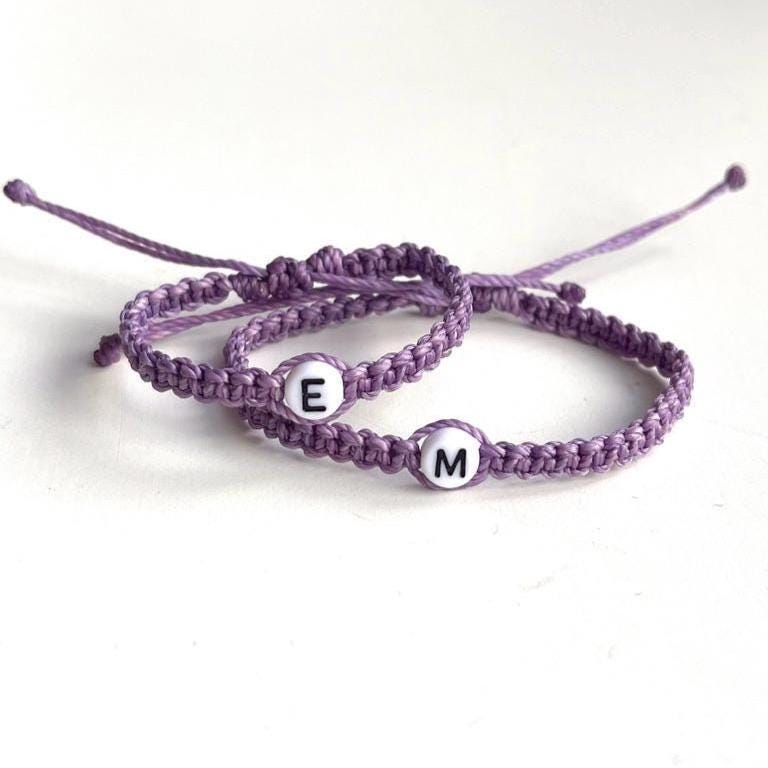 Initials Matching Bracelets Purple Mommy and Me First Day of Kindergarten Waterproof