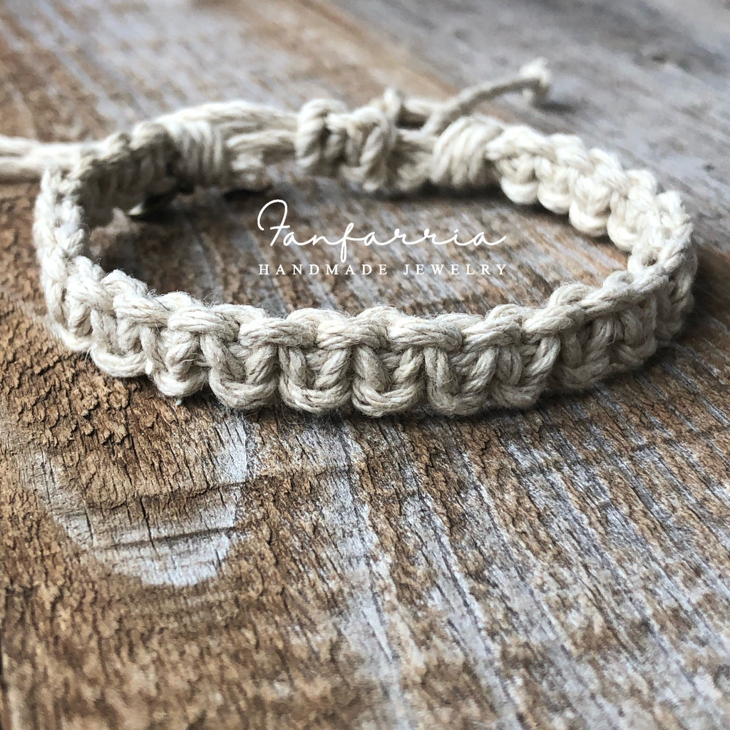 Hemp macrame bracelet with a simple knot design