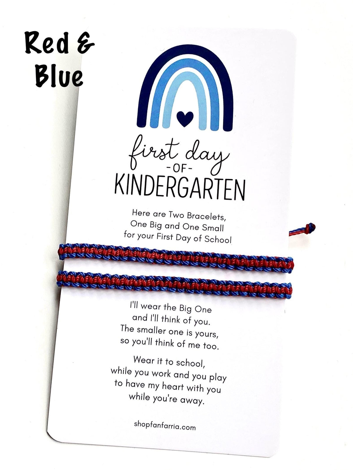 Red and Blue Matching Bracelets, First Day of Kindergarten Blue Rainbow Card, Father and Son, Mommy and Me, Macrame Bracelet, Adjustable, Waterproof