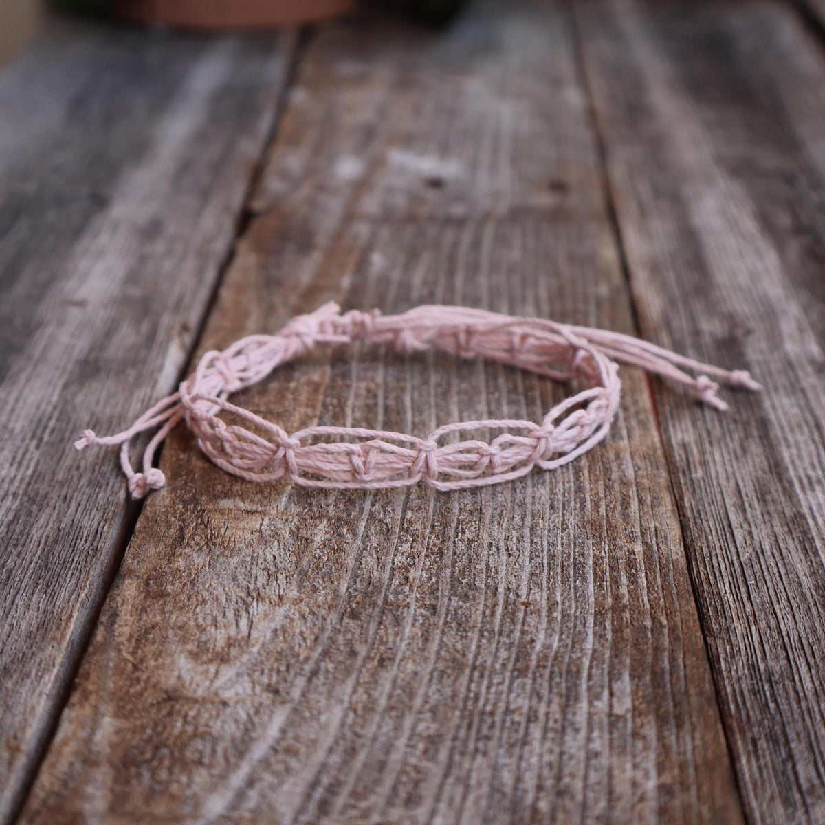 Hemp Anklet or Bracelet, Macrame Woven Jewelry, Boho Braided Bracelet, Adjustable Hemp Anklet, Blush Pink and Multiple Colors