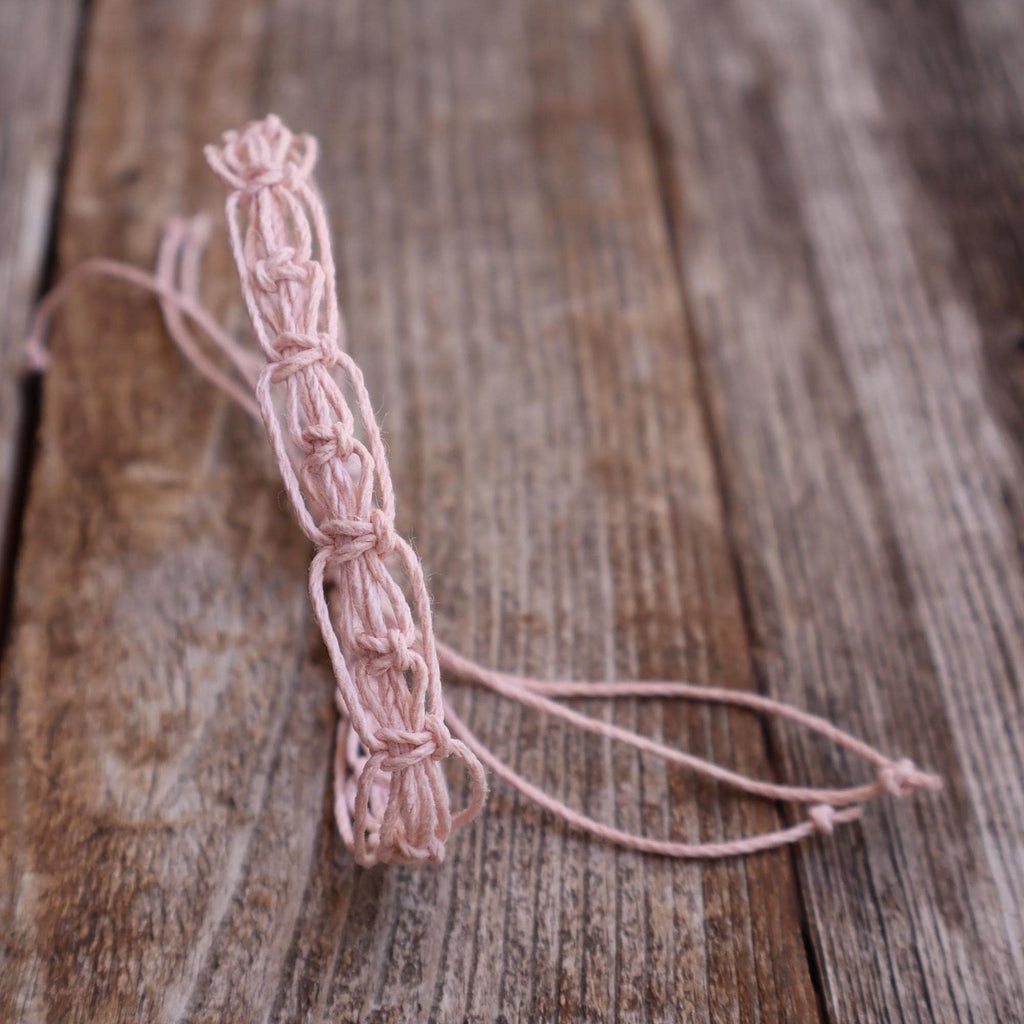 Hemp Anklet or Bracelet, Macrame Woven Jewelry, Boho Braided Bracelet, Adjustable Hemp Anklet, Blush Pink and Multiple Colors