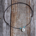 Cowrie Shell Turquoise Bead Choker Necklace