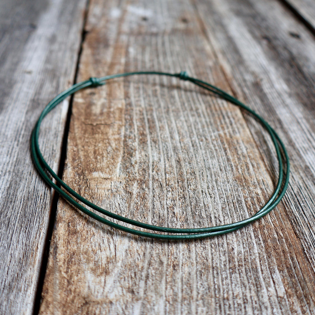 Green Leather Cord Choker, 1.5mm Adjustable Leather Necklace, Minimalist Choker or Choker and Bracelet Set, Trendy Forest Green Jewelry