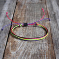 Neon Cord Bracelet, Multi Color String Bracelet, Adjustable Waxed Cord, Colorful Friendship Bracelet, Boho Summer Jewelry