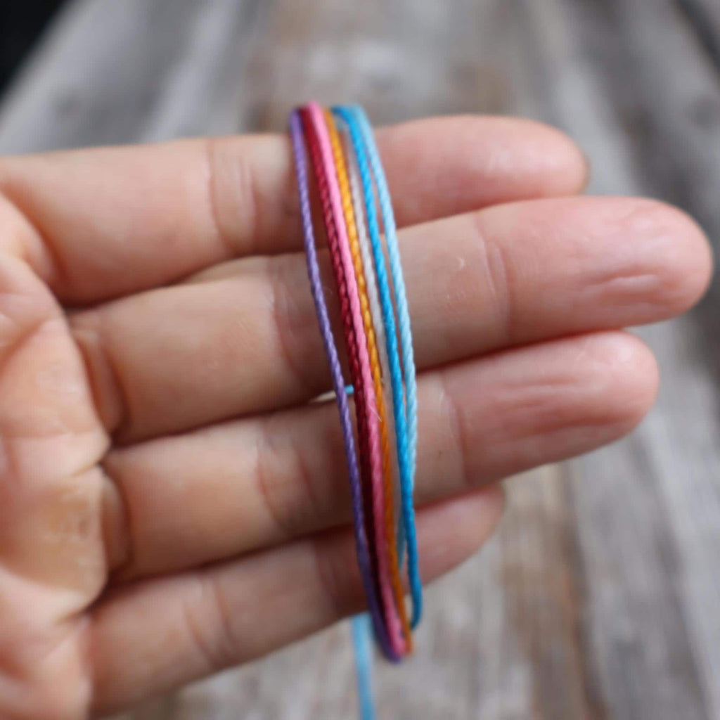 Colorful Cord Bracelet, Rainbow Waxed Thread Bracelet, Boho Summer Bracelet, Adjustable Beach Bracelet, Multi Strand Friendship Bracelet